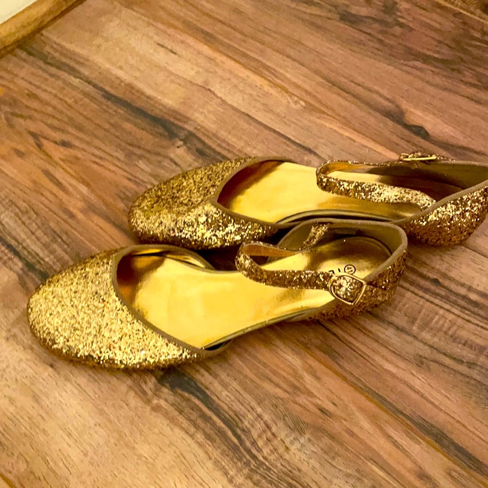 NWOT.gold shoes.